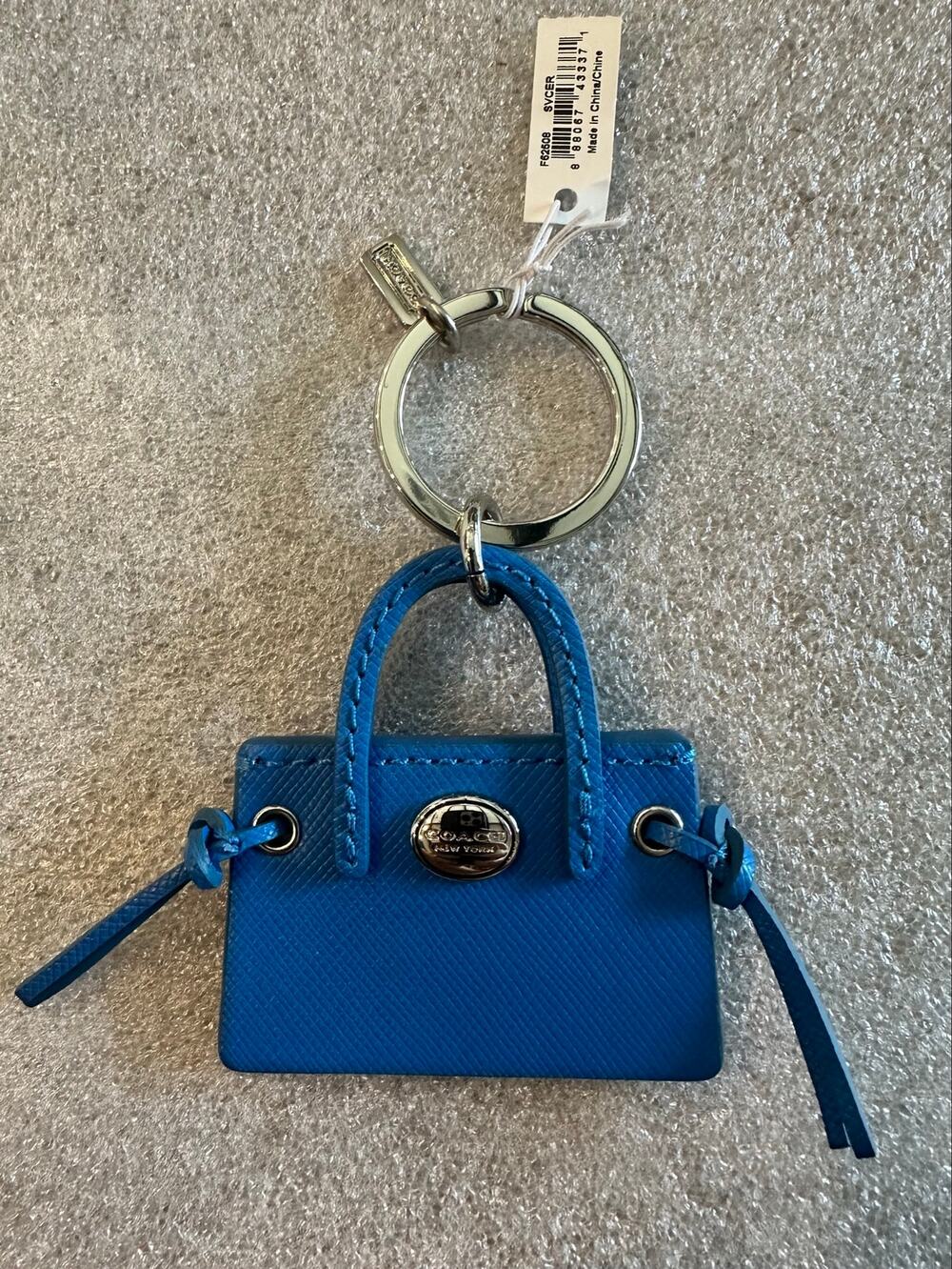 NWT Coach Peyton Mini Handbag Key Fob Bag Charm Blue Leather F62508
